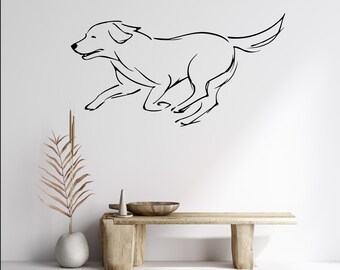 Vinilo decorativo de pared con silueta de Labrador Retriever corriendo: Adhesivo de arte canino moderno