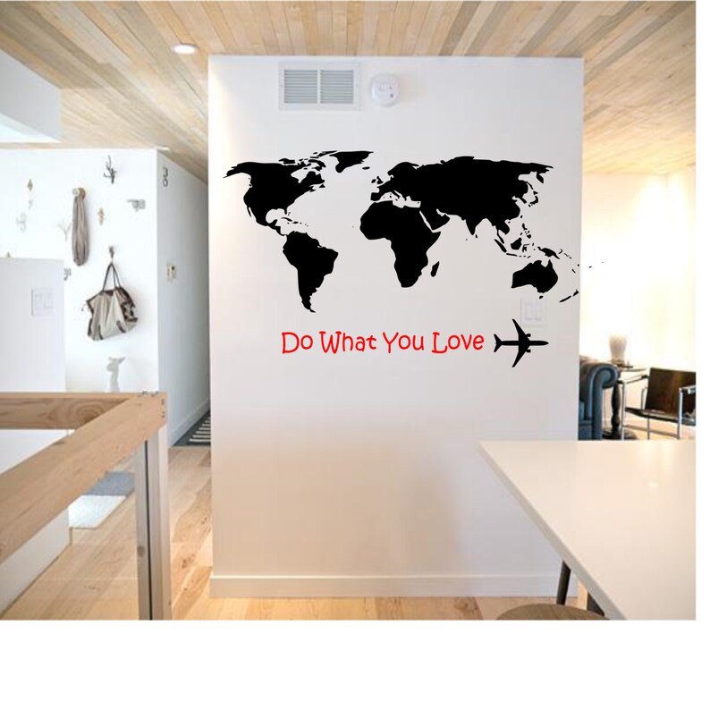 World Map with quote Wall Decal image 3