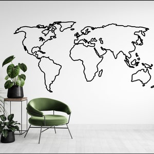 World Map Outline Decal - Large World Map - Wall Decal - Wall art - Home Decor - World Map Atlas - Large World Map Outline
