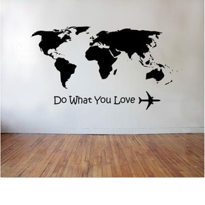 World Map with quote Wall Decal image 1