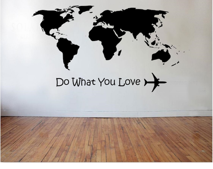 World Map with quote Wall Decal