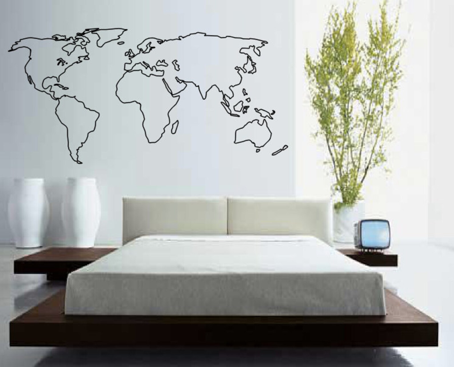 World Map Outline Decal Large World Map Wall Decal Wall - Etsy