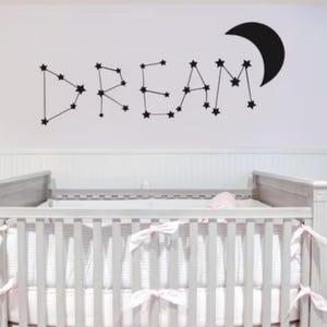DREAM Wall Decal - Stars - Moon - Baby&#39;s Room - Bedroom - Constellation - High Quality Wall Art