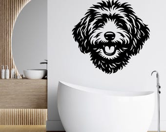 Vinilo decorativo de pared con forma de perro grande: Mini Golden Doodle, regalo personalizado para mascotas.
