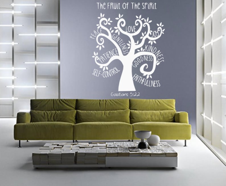Fruit of the Spirit Tree Wall Decal Galatians Quote Home Etsy