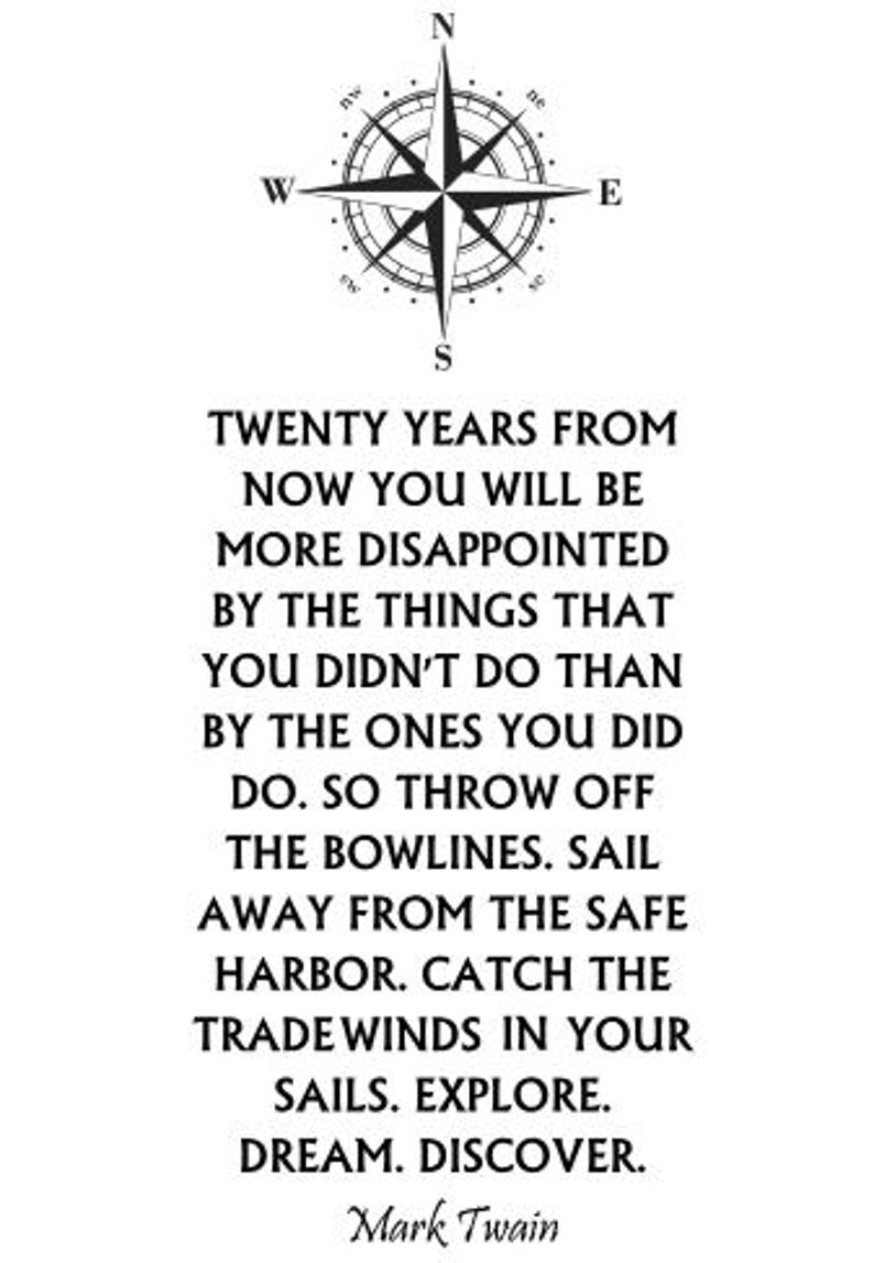 Mark Twain Quote Wall Decal Travel Decal Compass Rose Etsy