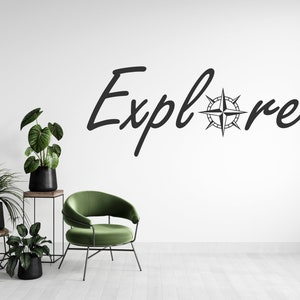 Erkunden Sie mit Globe Wandaufkleber - Reise-Aufkleber - Globe Aufkleber - Abenteuer-Aufkleber - Welt-Abziehbild Erkunden Sie Aufkleber