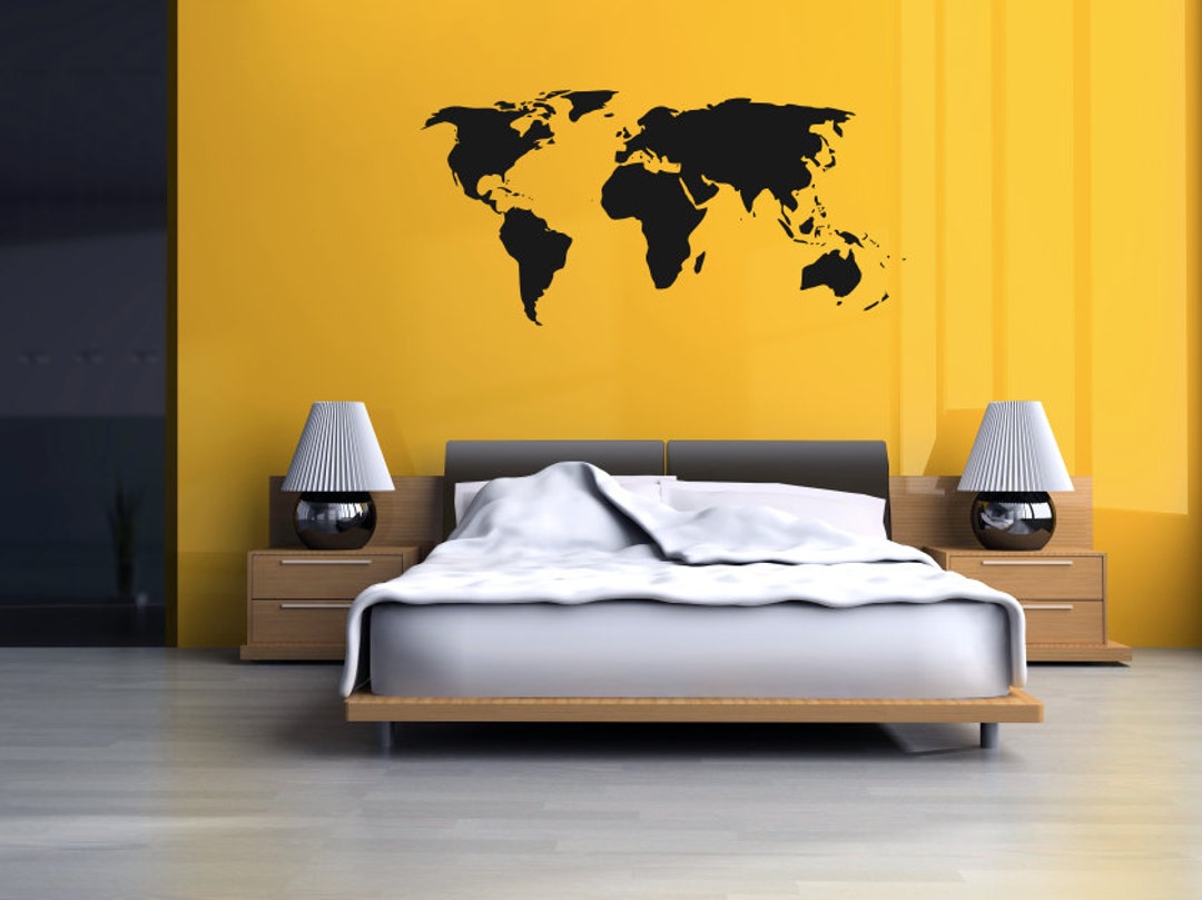 World Map Wall Decal World Map Sticker Large World Map Etsy