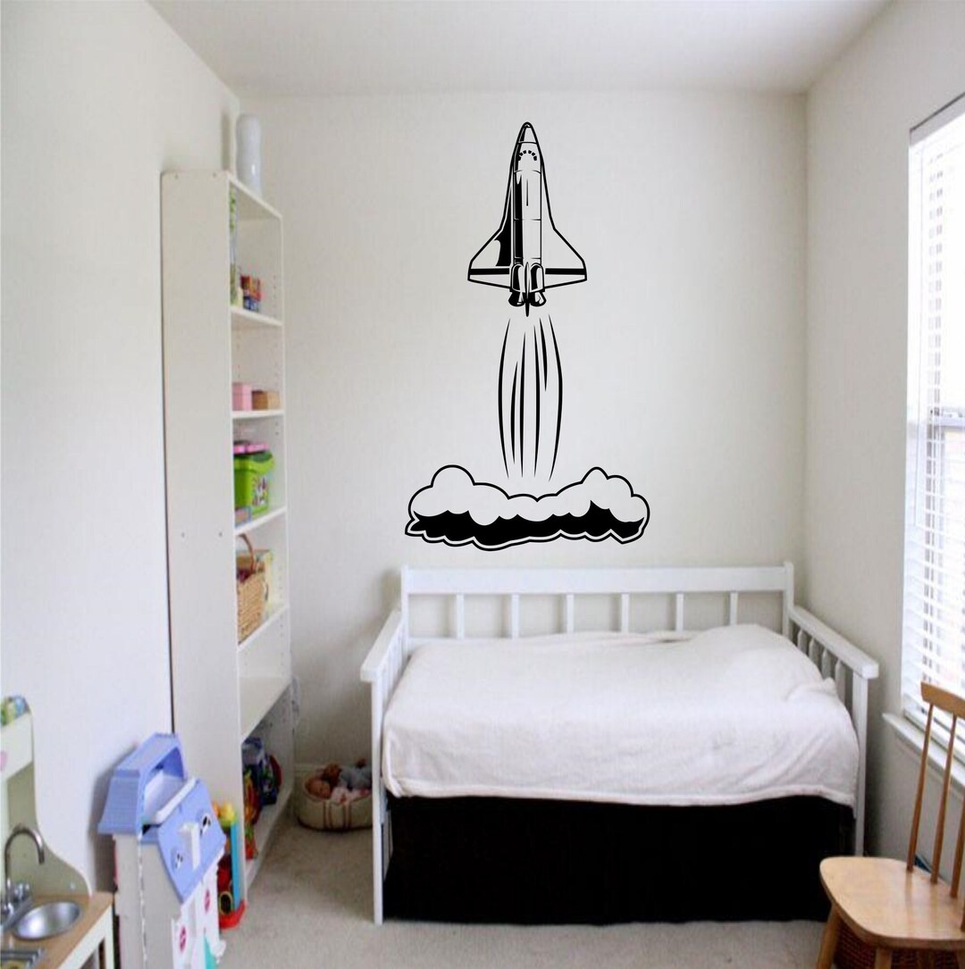Nasa Spaceship Taking off Decal Spaceship Wall Decal Space Shuttle