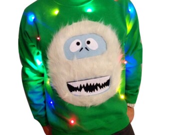Ugly Christmas Sweater LIGHTS UP!!! - Sweatshirt - Abominable Snowman - Light Up Christmas Sweater - Christmas Jumper -**Fast Shipping*
