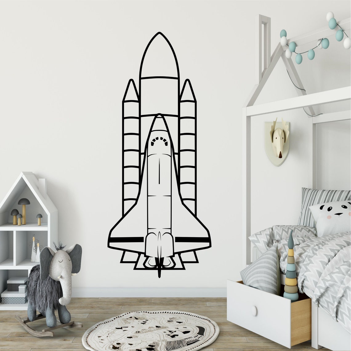 Nasa Spaceship Taking off Decal With Name Spaceship Wall Etsy