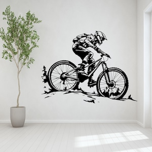 Mountain Bike Wall Decal: Biker Silhouette Art