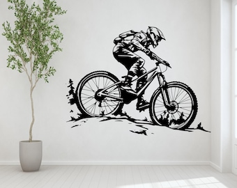 Mountain Bike Wall Decal: Biker Silhouette Art