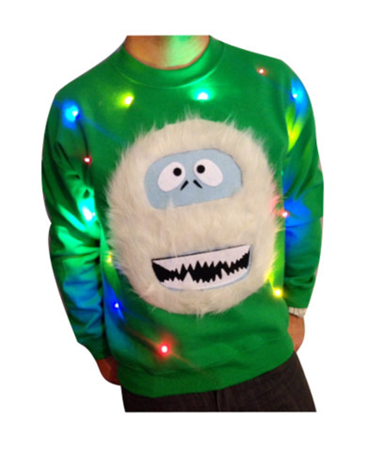 Ugly Christmas Sweater LIGHTS UP Sweatshirt Abominable Etsy