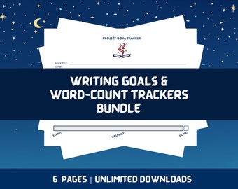 Writing Goals & Word-Count Trackers Bundle | Writing Project Worksheets | NaNoWriMo Tracker