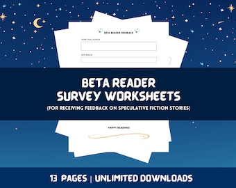 Beta Reading Survey Worksheets | Beta Reader Feedback for Speculative Fiction Stories