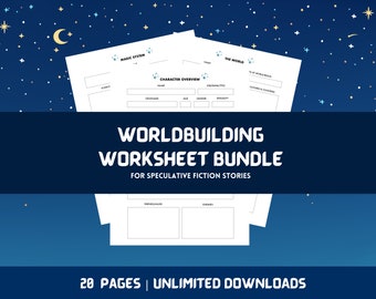 Worldbuiliding Worksheet Bundle | Character, Magic, & Culture Worksheets | NaNoWriMo Story Planning