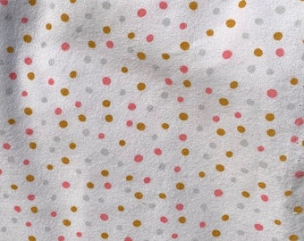 Pink Gray and Gold Confetti Dots on White 100% Organic Cotton Flannel From Cloud 9 Fabrics Northerly Collection Sold by the HALF Yard