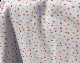 Fitted Crib/Toddler or Cradle Sheets in Organic Cotton Flannel Pink Gold Gray Confetti Dots on White Background Fit Standard Mattresses