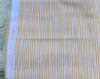 Gold and White Hand Drawn Stripes on 100% Certified Organic Cotton Flannel From Cloud 9 Fabrics Northerly Collection Sold by the HALF Yard