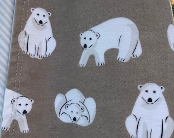 Polar Bears on Gray 100% Certified Organic Cotton Flannel From Cloud 9 Fabrics Northerly Collection Sold by the HALF Yard