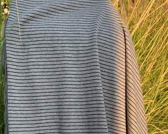 Heather Gray with Thin Black Stripes Cloud 9 Fabric 100% Certified Organic Cotton Interlock Knit  Sold by HALF YARD