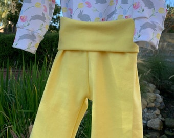 Meadow Yellow Organic Cotton Knit Fabric: 58&quot; Wide, Sold by Half Yard