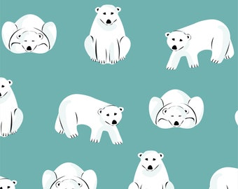 Polar Bear ekologisk bomullsflanell spjälsängslakan: turkosblå