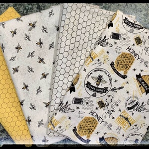 Bees Life Wabe in Pergament oder Honig Farben von Tara Reed für Riley Blake Fabrics 100 Prozent Baumwollstoff verkauft von der Hälfte Yard Bild 5