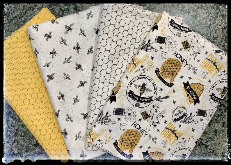 Bees Life Wabe in Pergament oder Honig Farben von Tara Reed für Riley Blake Fabrics 100 Prozent Baumwollstoff verkauft von der Hälfte Yard Bild 5