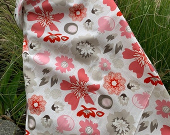 Floral Cotton Fabric: Red, Gray, Cream - Lost and Found 2 Collection (Half Yard)