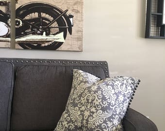 Grijze damast katoenen eendstof: gewicht huisdecorateur, 57" breed (halve werf)