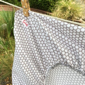 White Dots on Gray Honeycomb Background Cotton Gender Neutral Fitted Cradle Crib/Toddler Bed Sheets Standard Size Mattress Ready to Ship image 3