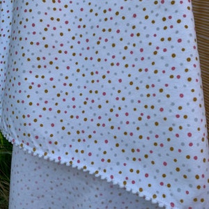 Polar Bears or Confetti Dots Organic Cotton Flannel Swaddling Blanket Trimmed with Mini PomPoms using Cloud 9 Northerly Fabric image 4