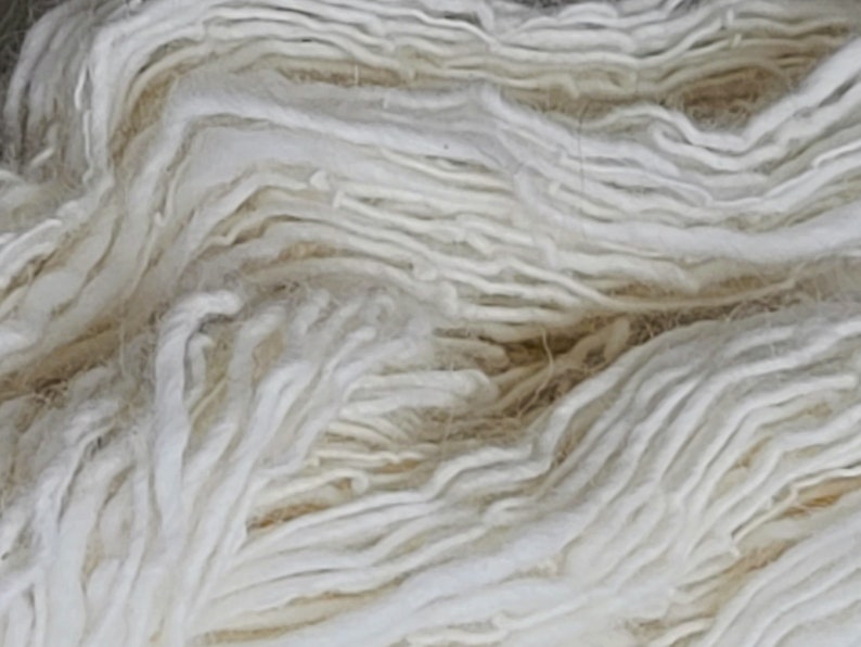 Natural White French Angora Rabbit Hand Spun Yarn Singles