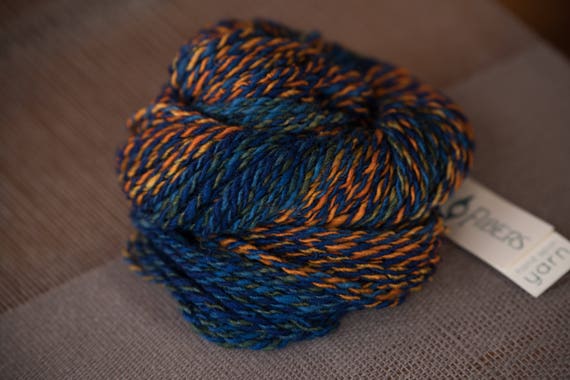 Bfl Worsted Weight Yarn Orange Blue