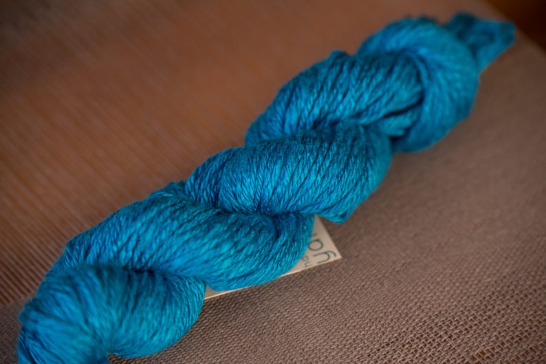 Bamboo Worsted Weight Yarn Hand spun Aegean Blue