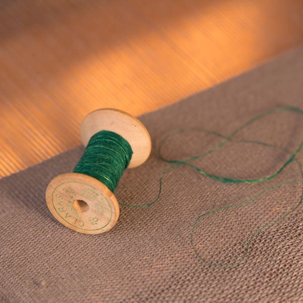 Hand Spun Embroidery Thread Silk Emerald Green