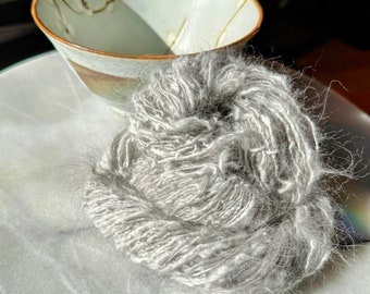 Angora Singles Hand Spun Yarn - Smoke Gray