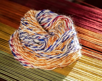 Hand spun acrylic and sari silk mini skein worsted weight - Primary Colors