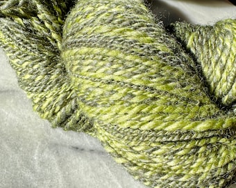 Hand Spun Yarn - Polwarth Wool and Silk - New Growth Color
