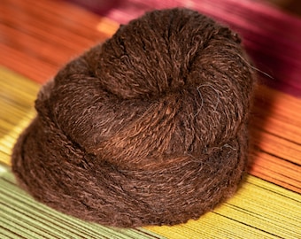 Hand spun over-dyed alpaca yarn worsted weight - Dark Brown