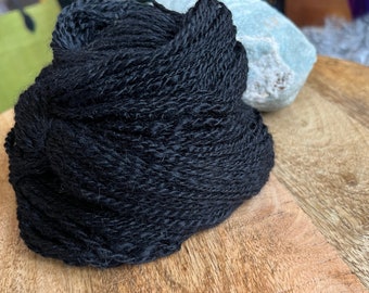 Hand Spun 100% Baby Alpaca Yarn - Natural Black - DK Weight