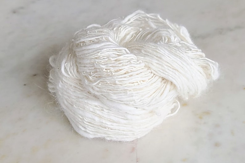 Natural White French Angora Rabbit Hand Spun Yarn Singles