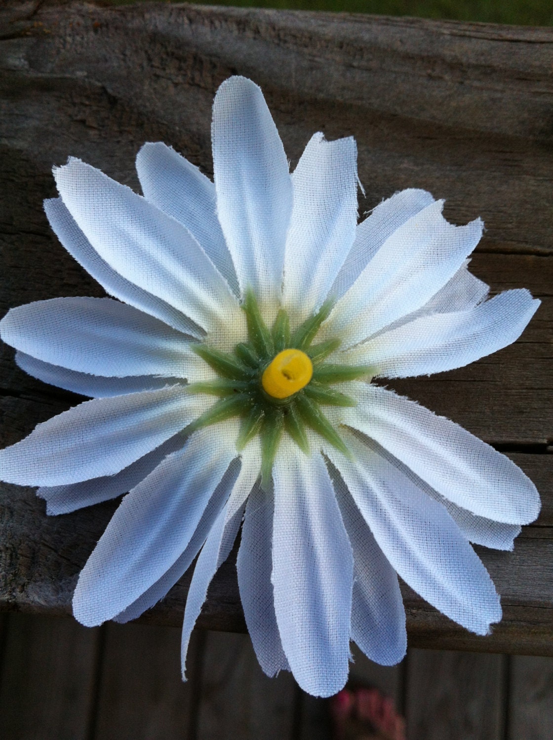 New Silk Gerber Daisies White Yellow Fuzzy Center Wedding Bouquet