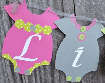 Bandera de ducha bebé muchacha bebé ducha bandera, bebé niña guardería bandera, bandera mono, género revelan la bandera