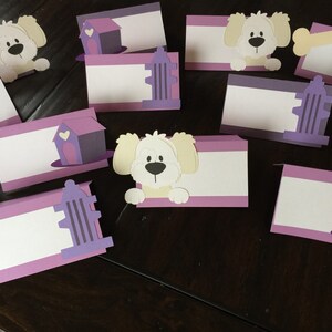 Dog Birthday Party Food Tents, Puppy Birthday Party Food Tents, Dog Place Cards