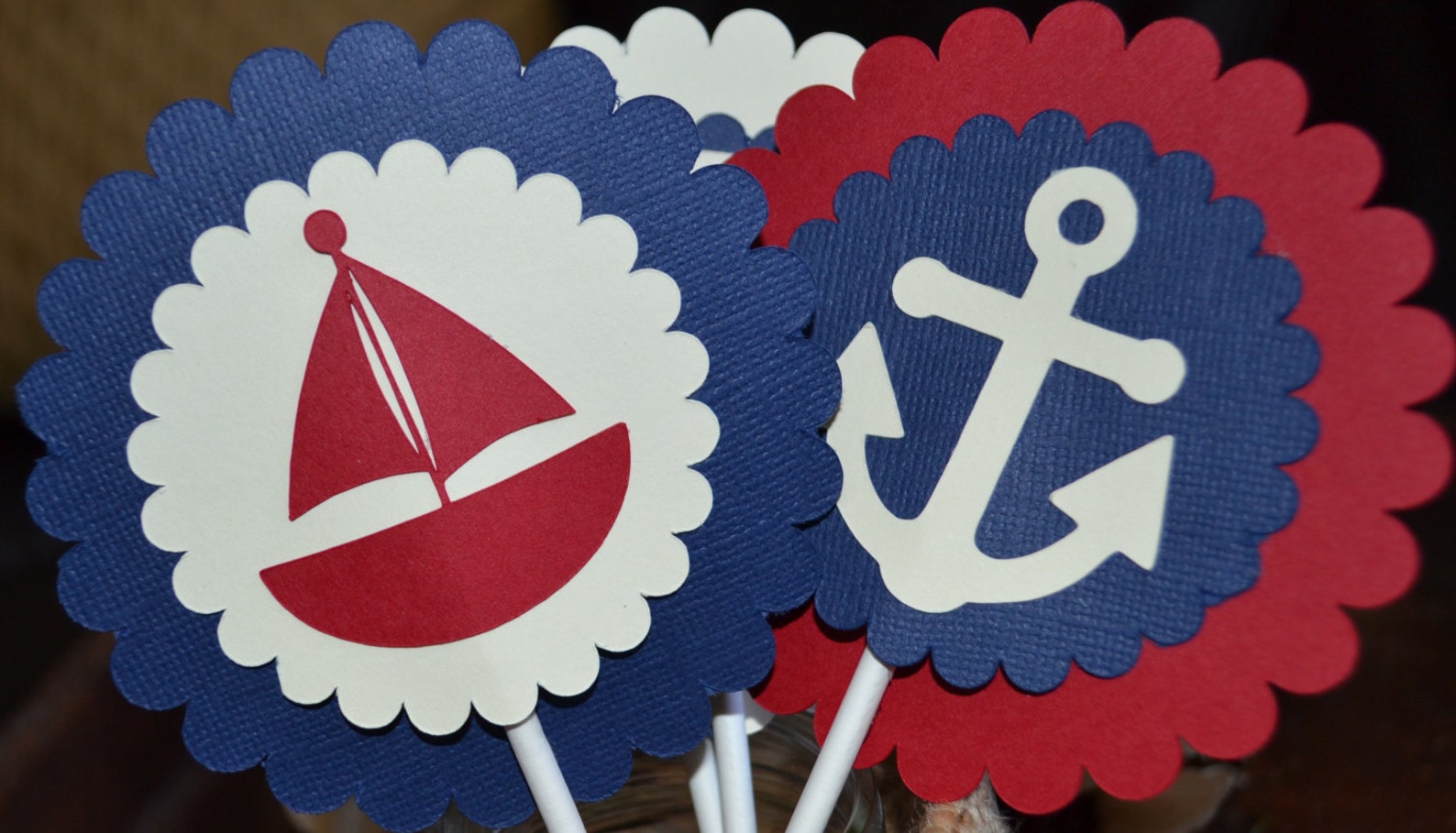 Nautical Cupcake Toppers Nautical Baby Shower Nautical Etsy