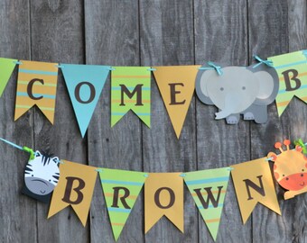 Jungle Baby shower, Baby boy shower, Jungle birthday Banner, Gender Reveal Banner, Jungle themed party decorations,