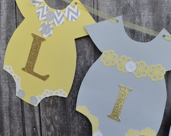 Estandarte de la ducha del bebé del oro, estandarte de la ducha del bebé amarillo y gris, estandarte de la ducha del bebé, estandarte de la revelación de género